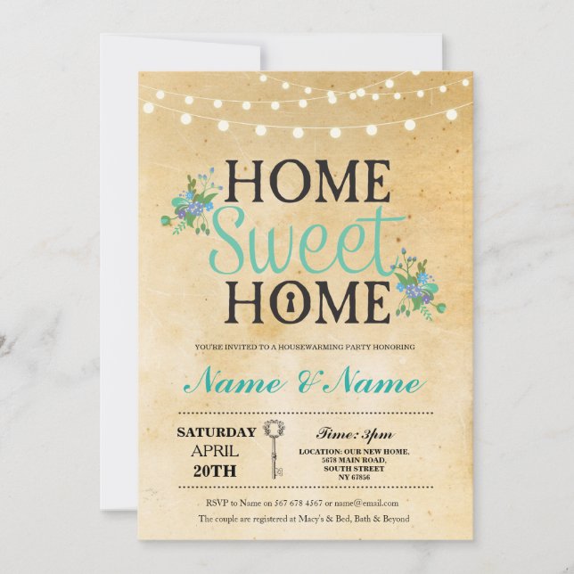Invitation Nouvelle maison Sweet HouseRéchauffement Clés Lumi (Devant)
