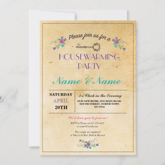Invitation Nouvelle maison Sweet HouseRéchauffement Floral Cl (Devant)
