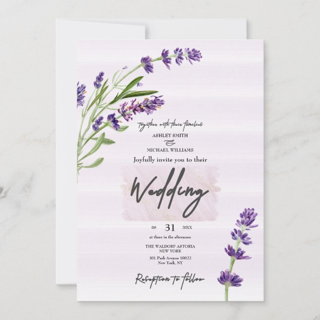 Invitation Nouvelle mode Levander Calligraphic Mariage (Devant)