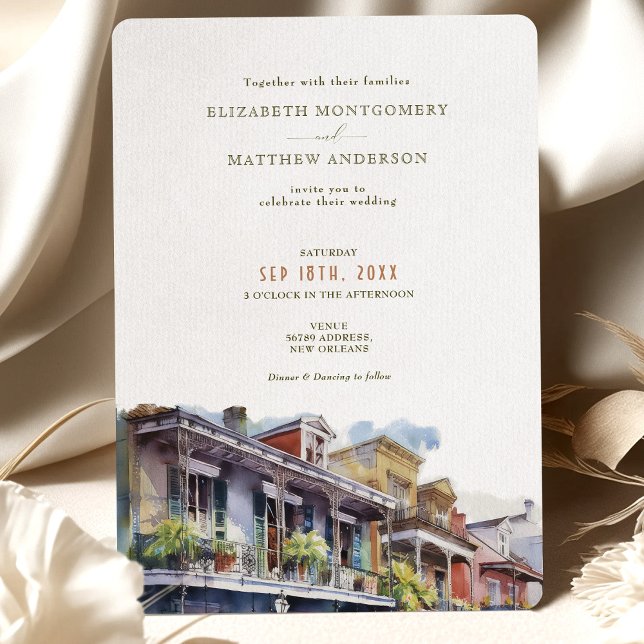 Invitation Nouvelle-Orléans Destination Mariage Quartier Fran (Créateur téléchargé)