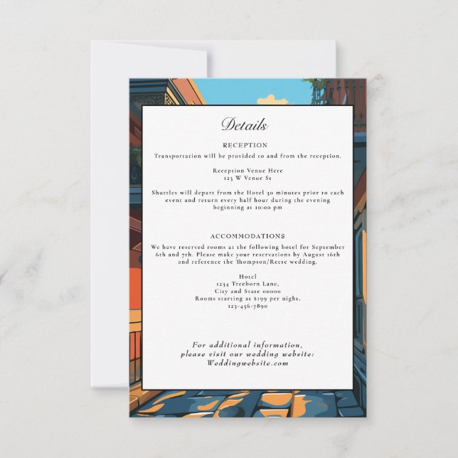 Invitation Nouvelle-Orléans Louisiane Détails du Mariage Retr (Devant)