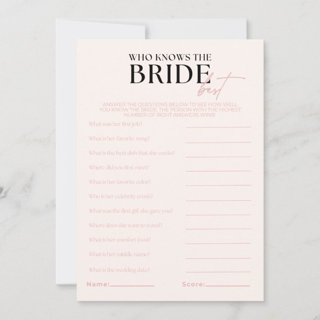 Invitation Nova Qui Connaît La Mariée Meilleur Jeu (Devant)