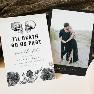 Invitation NOVA Til Death Gothic Skull Floral Enregistrer la 