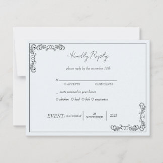 Invitation "Novembre Elegance" Mariage personnalisable RSVP