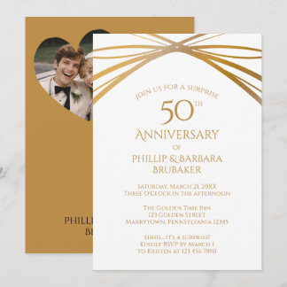 Invitation Now and Then Photo Surprise 50th Anniversary Party