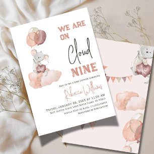Invitation Nuage 9 Ballons beiges Baby shower neutre pour les