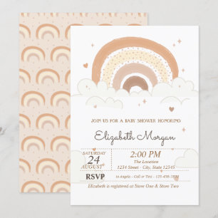 Invitation Nuage arc-en-ciel mignon Cœur Fête de naissance de