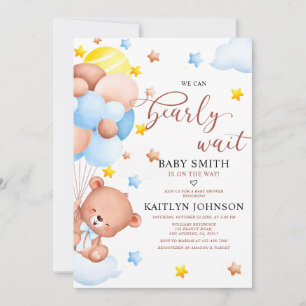 Invitation Nuage de ballons en forme d'ours en peluche pour B
