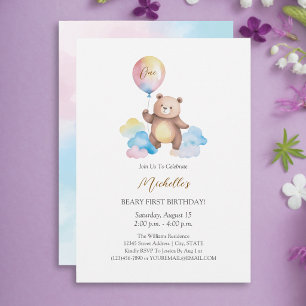 Invitation Nuage de ballons en forme d'ours en peluche pour u