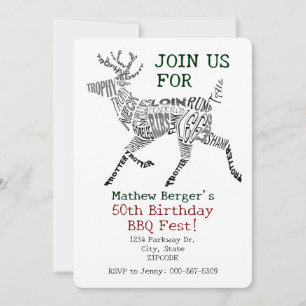 Invitation Nuage de mots typographiques pour anniversaire de 