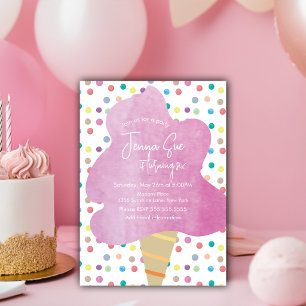 Invitation Nuage de Sucre à l'Aquarelle Points Carnaval Anniv