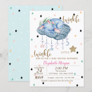 Invitation Nuage d'éléphant, Baby shower Twinkle Little Star
