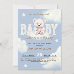 Invitation Nuage d'ours en peluche 9 à peine attendre garçon