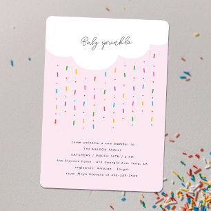 Invitation Nuage et pépites de bonbons Fête de bébé rose