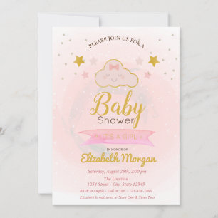 Invitation Nuage Mignon, Étoiles C'est une Fête Prénatale pou