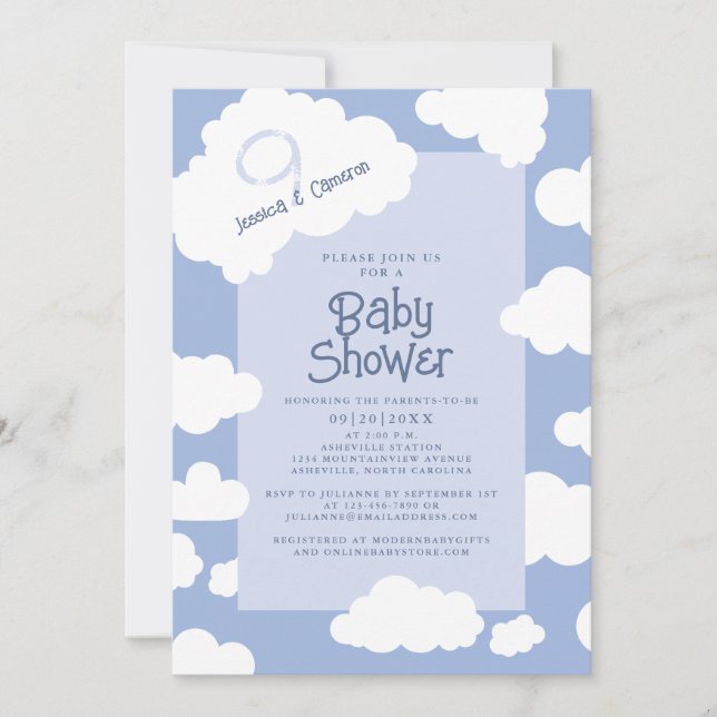 Invitation Nuage Neuf 9 parents Baby showers pour être mignon (Devant)