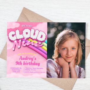 Invitation Nuage Neuf - 9e anniversaire - Fille