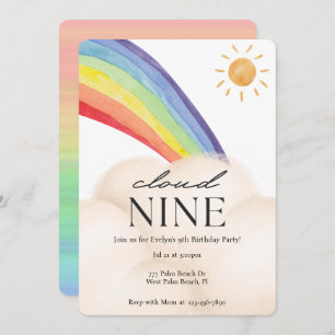 Invitation Nuage Neuf Aquarelle Arc-en-ciel et Nuage Neuf Ann