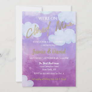 Invitation Nuage Neuf Baby shower Aquarelle Ciel et nuages