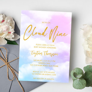 Invitation Nuage neuf baby shower rose et bleu