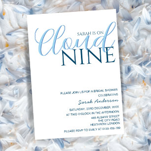 Invitation Nuage Neuf Minimaliste Bleu Blanc douche nuptiale