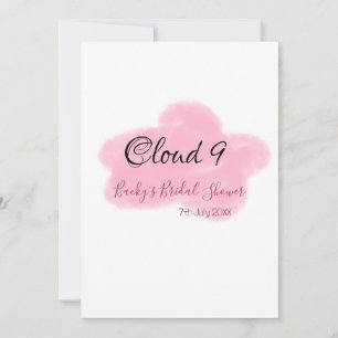 Invitation Nuage neuf rouge pastel Baby shower nommée date