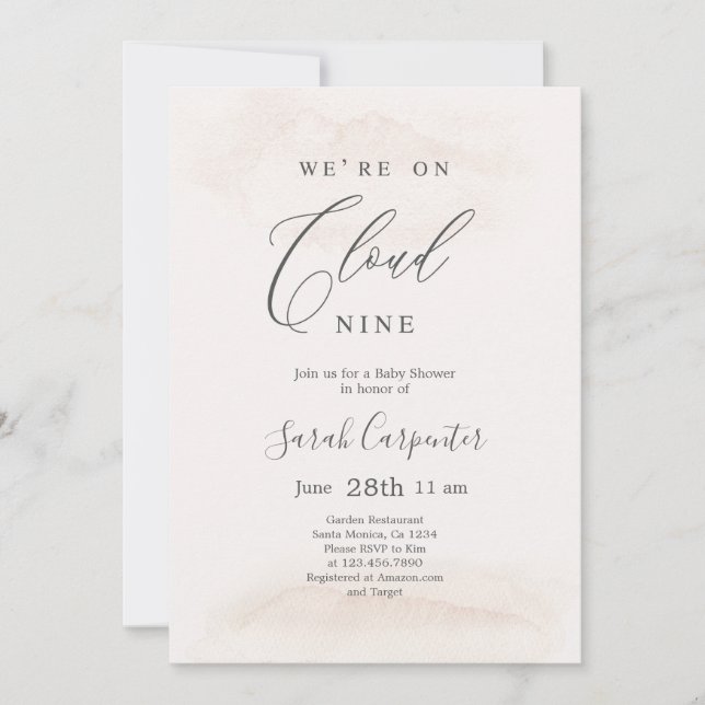Invitation Nuage neutre 9 Baby shower (Devant)