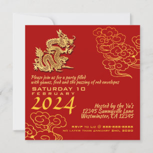 Invitation Nuages Auspicious Dragon de Nouvel An Chinois 2024