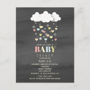 Invitation Nuages + Baby shower de neutre d'aquarelle de
