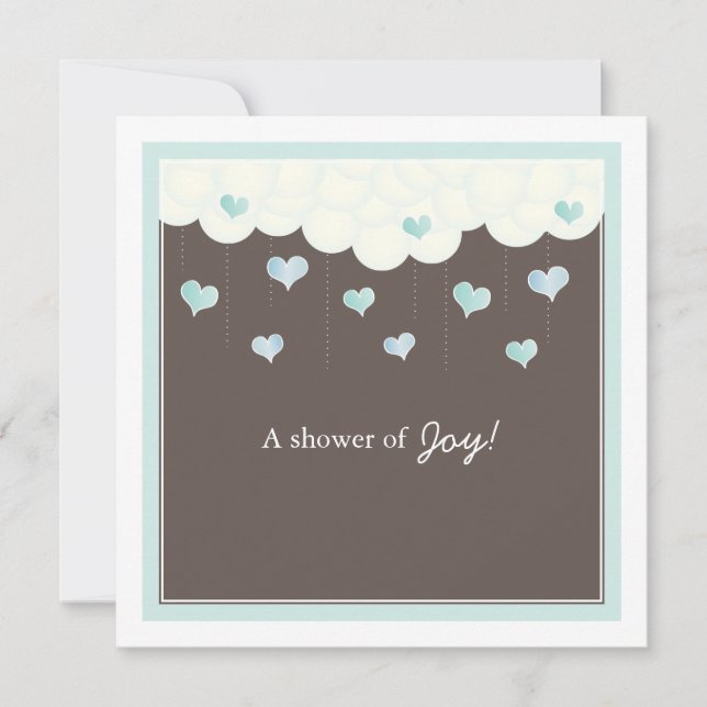 Invitation Nuages et baby shower de coeurs pour l'invitation (Devant)