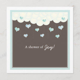 Invitation Nuages et baby shower de coeurs pour l'invitation