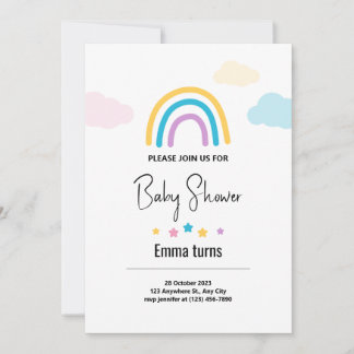 Invitation Nuages et étoiles Rainbow Baby Baby shower Invita