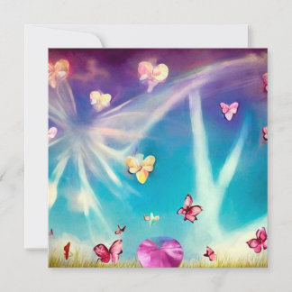 Invitation Nuages et papillons abstraits