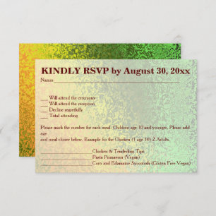 Invitation Nuances d'automne de mariage vert et jaune RSVP