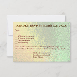 Invitation Nuances d'automne vert Jaune Mariage Menu RSVP