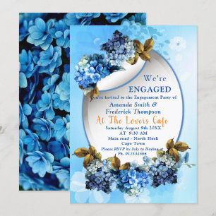 Invitation Nuances de bleu aquarelle Hydrangeas Fiançailles