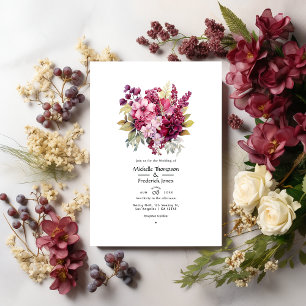 Invitation Nuances de mariage floral vin