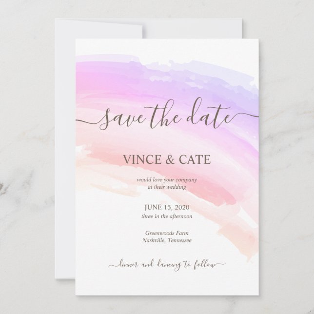 Invitation Nuances de rose Mariage d'aquarelle (Devant)