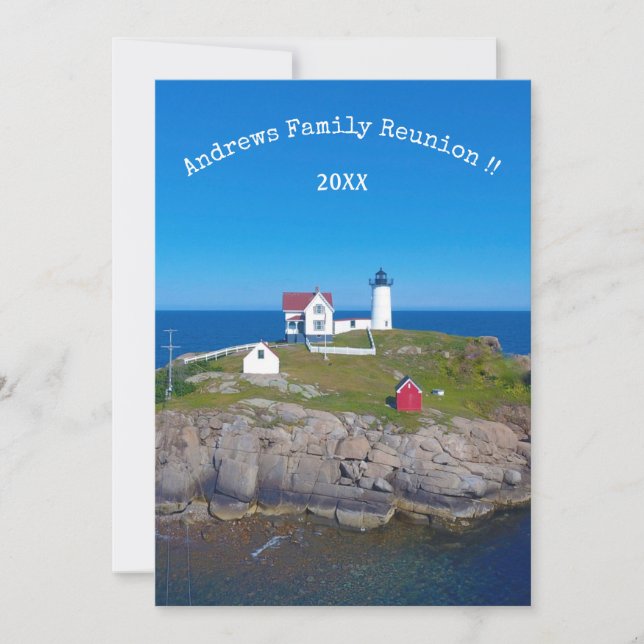 Invitation Nubble Light Family Reunion Maine Lighthouse Party (Devant)