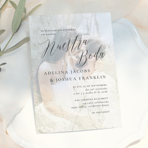 Invitation Nuestra Boda Caligrafía Moderna Invitación de Boda