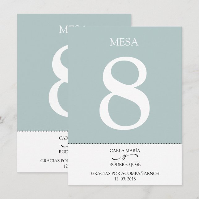 Invitation NUESTRA BODA Numéro de tableau espagnol modifiable (Devant / Derrière)