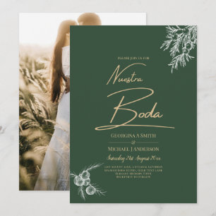 Invitation Nuestra Boda PHOTO Mariage Inviter Juniper Green