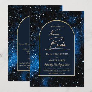 Invitation NUESTRA BODA Starry Night Marine Blue Gold INVITAT
