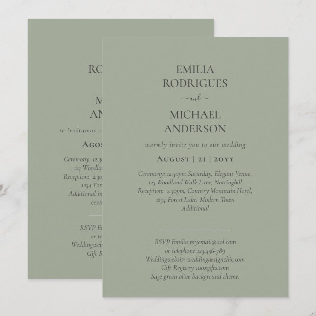 Invitation Nuestra Boda Typographie moderne BEAUCOUP DE COULE (Devant / Derrière)