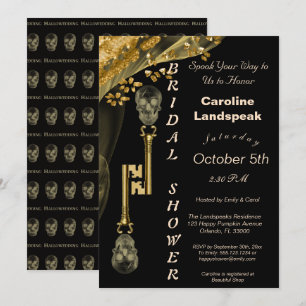 Invitation Nuggets Or & Voile, Skeleton Keys Hallomariage Dan