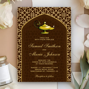 Invitation Nuit Arabes Lampe Magique Mariage Marron
