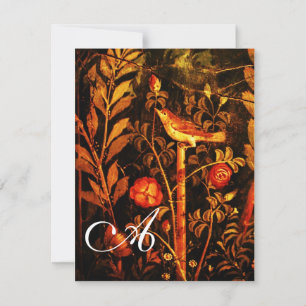 Invitation NUIT AVEC MONOGRAMME ROSE, Jaune rouge
