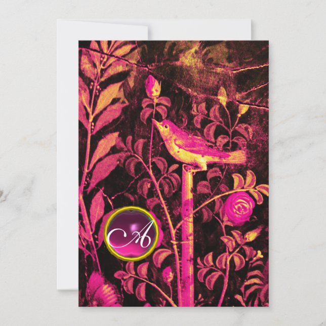 Invitation NUIT AVEC MONOGRAMME ROSE, Or noir rose (Devant)