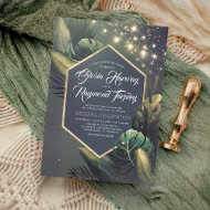 Invitation Nuit balnéaire tropicale et Mariage de palmiers d'