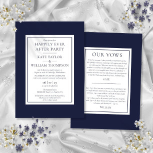 Invitation Nuit bleu marine Fête de Mariage pour Toujours Vœu